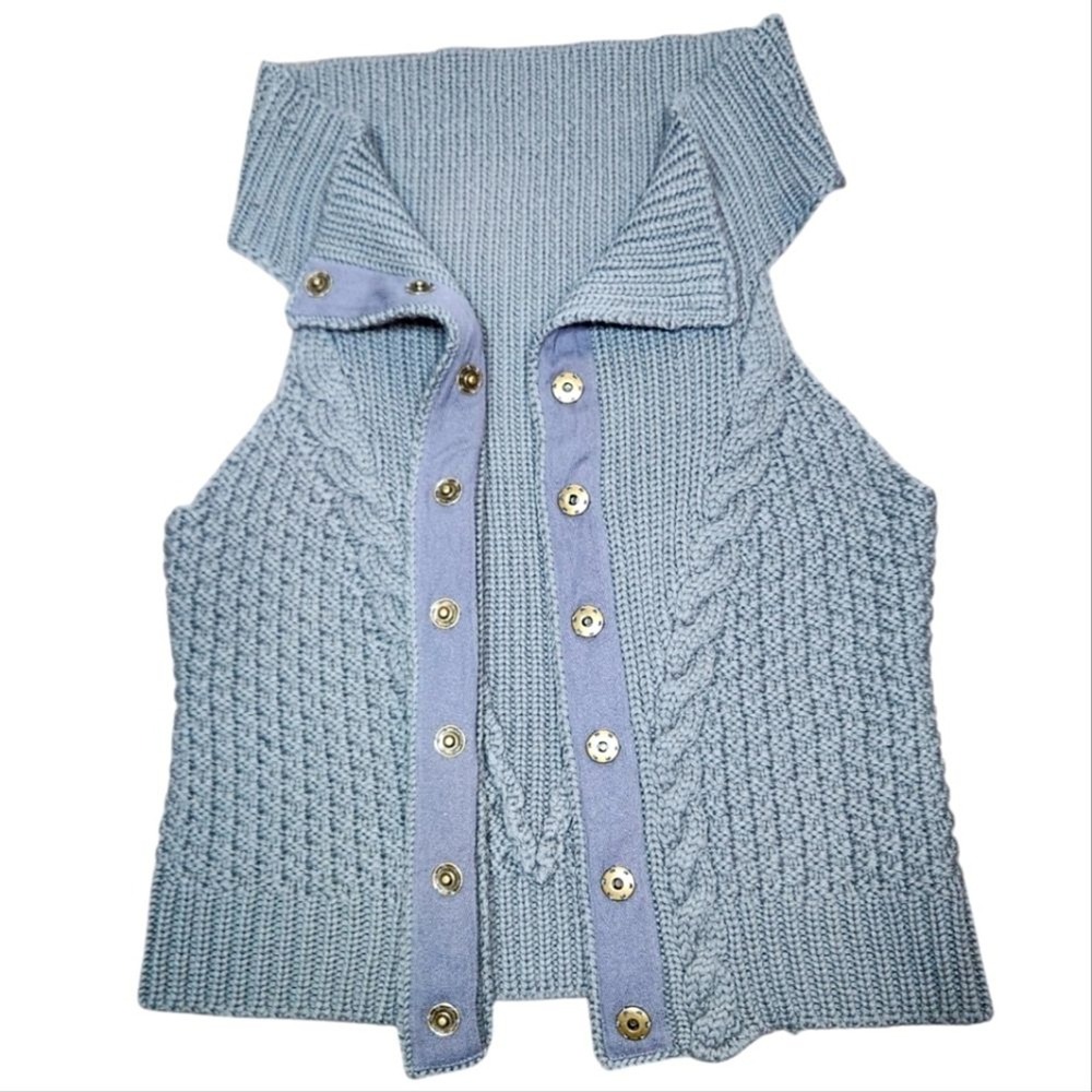 Soft Surroundings Gray Wool Sweater Vest Size M Chunky Knit Lagenlook Indie